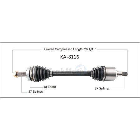 Surtrack Axle Cv Axle Shaft, Ka-8116 KA-8116